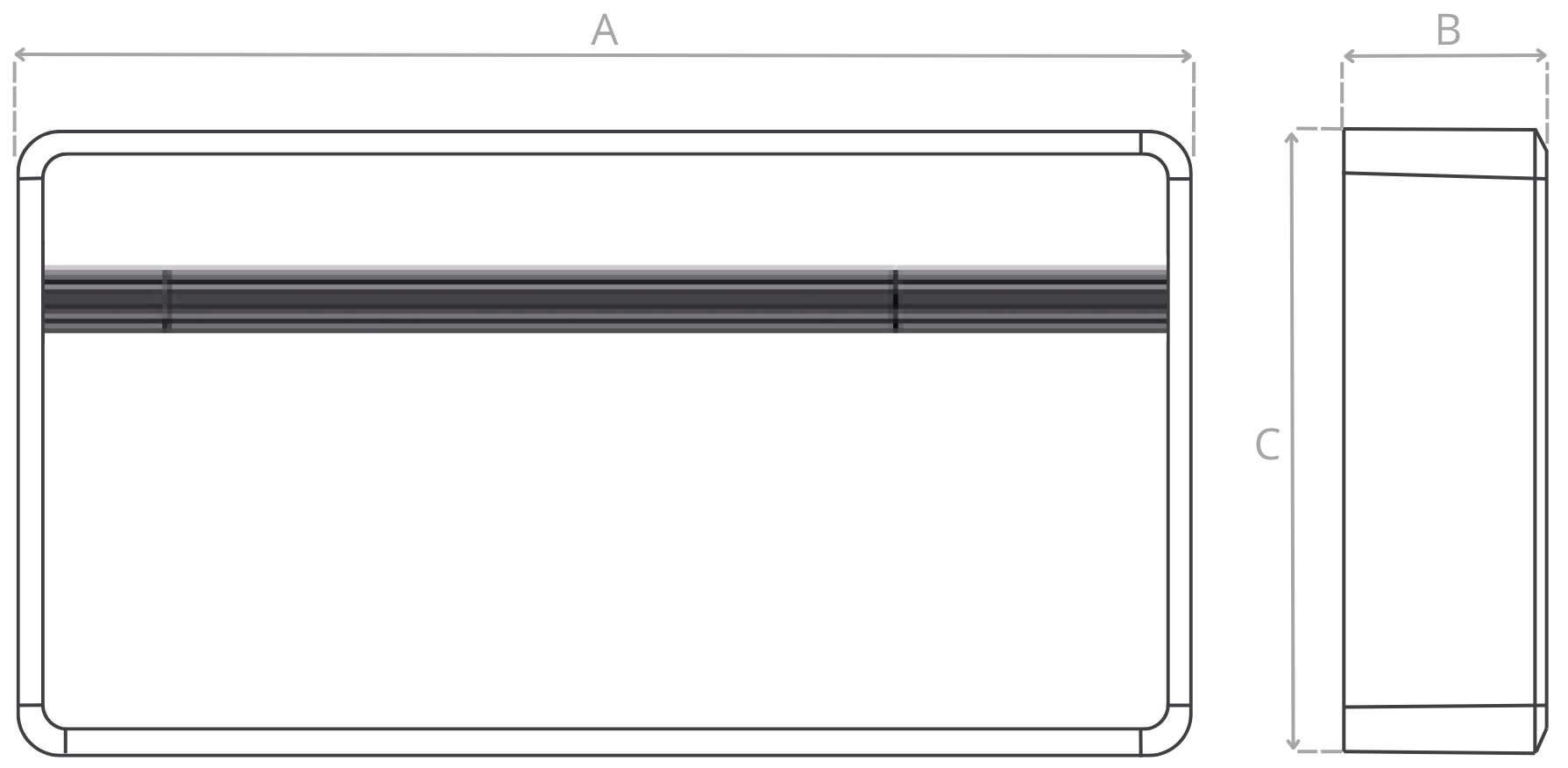 Schéma des dimensions des clim UNICO EVO HP PVAN